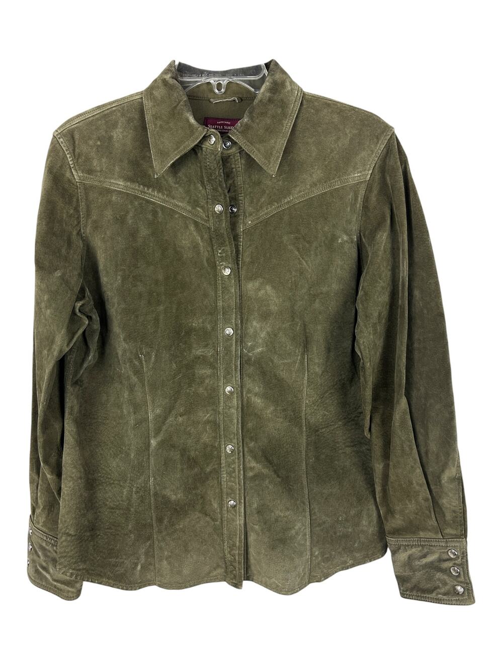 Eddie Bauer Vitnage 90s Washable Suede Pearl Snap Long Sleeve Suede Shirt M
